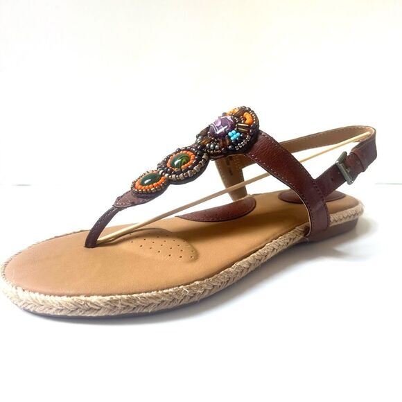 b.o.c by Born Alia Beaded Jeweled Western Boho Brown Buckle Sandals SZ 8 - Picture 2 of 15